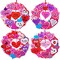 Winlyn 12 Sets Heart Wreath Ornaments Decorations Valentine Crafts Kits for Kids Classroom DIY Valentine's Day Heart Wreath Assorted Heart Cutouts Foam Stickers Googly Eyes Valentine Gift Exchange
